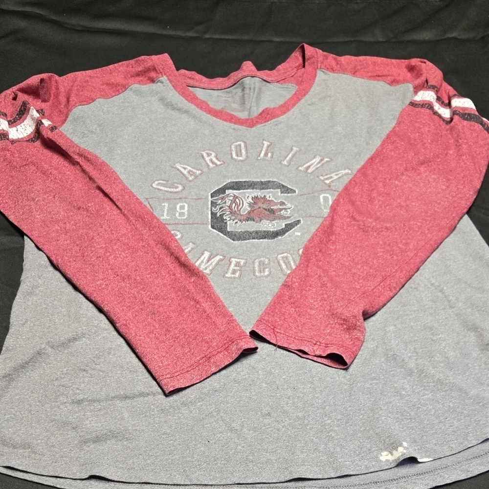 Red and Gray Long Sleeve Raglan Tee